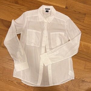 Theory White Casual Button Down Shirt Lightweight